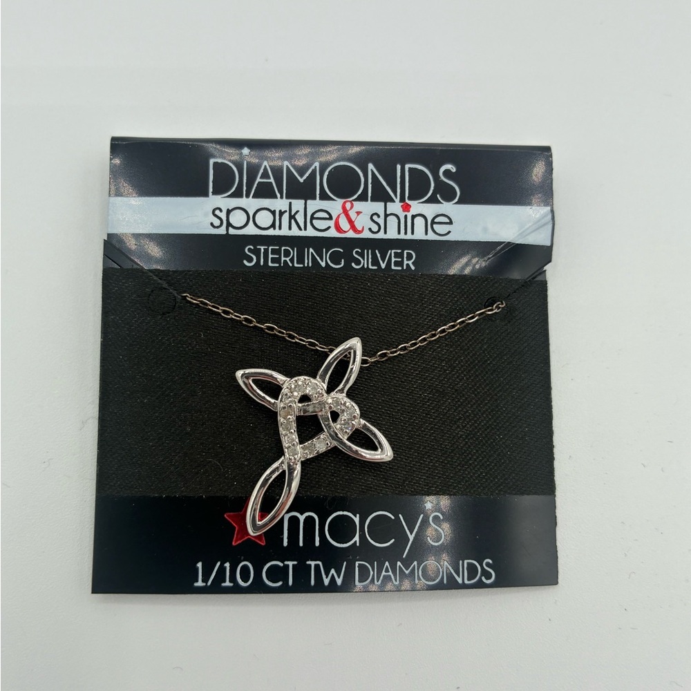 Macys Sterling Silver Diamond Knot Necklace